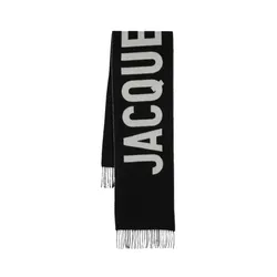 Khăn Quàng Cổ Jacquemus L'echarpe Fringe Logo In Black - 22H226AC435 5007 990 Màu Đen