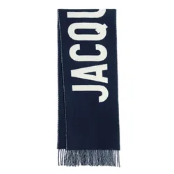 Khăn Quàng Cổ Jacquemus Wool Scarf With Logo Màu Xanh Navy