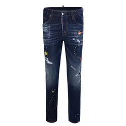 Quần Jean Nam Dsquared2 Dark Monster Maze Wash Skater S74LB1392 Màu Xanh Đậm Size 48