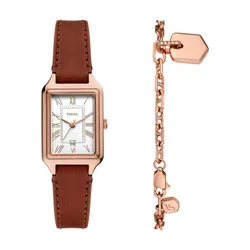 Set Đồng Hồ + Vòng Đeo Tay Nữ Fossil Raquel Ladies Watches ES5377SET Màu Nâu Phối Vàng Hồng