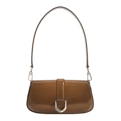 Túi Đeo Vai Nữ Charles & Keith CNK Gabine Leather Elongated Shoulder Bag - Brown SL2-20671686 Màu Nâu