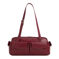 Túi Đeo Vai Nữ Charles & Keith CNK Rachel Elongated Multi-Pocket Shoulder Bag CK2-20160187 Burgundy Màu Đỏ Đô
