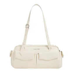 Túi Đeo Vai Nữ Charles & Keith CNK Rachel Elongated Multi-Pocket Shoulder Bag CK2-20160187 Cream Màu Kem