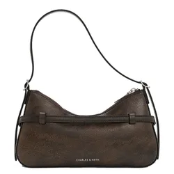 Túi Đeo Vai Nữ Charles & Keith CNK Sloane Shoulder Bag CK2-20671702 Dark Brown Màu Nâu Đậm