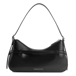 Túi Đeo Vai Nữ Charles & Keith CNK Sloane Shoulder Bag CK2-20671702 Noir Màu Đen