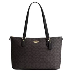 Túi Tote Nữ Coach Gallery Tote Bag In Signature Canvas CW381 Gold/Walnut/Black Màu Nâu Đen