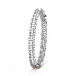Vòng Đeo Tay Jewery Luxury Perlée Diamonds Bracelet, 1 Row, Extra Small Model VCARP27H00 Màu Bạc