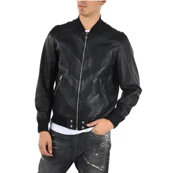 Áo Khoác Nam Diesel Leather L-OLEG Bomber Black Màu Đen Size S