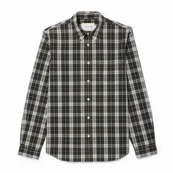 Áo Sơ Mi Nam Lacoste Slim Fit Stretch Plaid Shirt CH3745 I68 Kẻ Xanh Rêu Size 38