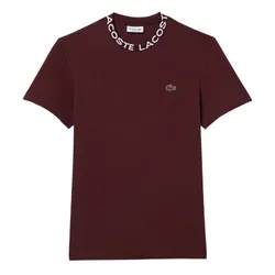 Áo Thun Nam Lacoste Jacquard Neck Pique TH7488 BZD Tshirt Màu Đỏ Đô Size 3
