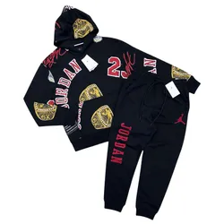 Bộ Quần Áo Nỉ Nam Nike Air Jordan Fleece Pullover Hoodie/ Joggers Black Màu Đen Họa Tiết Size S