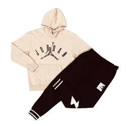Bộ Quần Áo Nỉ Nam Nike Jordan Flight MVP Fleece Pullover Hoodie Beige Màu Be Đen Size S