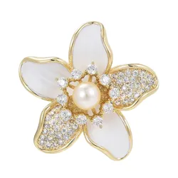 Cài Áo Nữ Meri Apricot Blossom BR809 Màu Vàng/Trắng