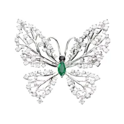 Cài Áo Nữ Meri Glowing Butterfly BR839 Màu Bạc Phối Xanh