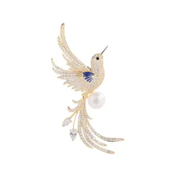 Cài Áo Nữ Meri Graceful Bird BR833 Màu Trắng Vàng