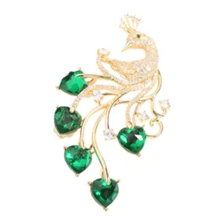 Cài Áo Nữ Meri Peacock Dance BR845 Màu Vàng - Xanh