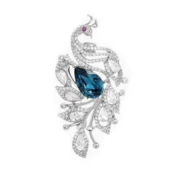 Cài Áo Nữ Meri Sapphire Peacock BR821 Màu Xanh Bạc