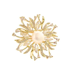 Cài Áo Nữ Meri Snowflake Pearl Elegance BR807 Màu Vàng Gold