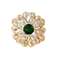 Cài Khăn Nữ Meri Emerald Flora BR832 Màu Vàng Trắng