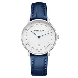 Đồng Hồ Nữ Sternglas Naos XS Silver Noble Dark Blue Leather S01-ND01-NB02 Màu Xanh Trắng