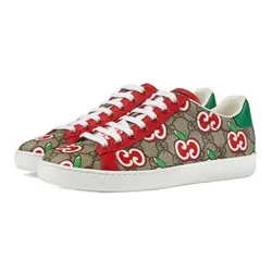 Giày Sneaker Nữ Gucci Ace With GG Apple Print Beige 6278602BQ108480 Màu Be Đỏ Size 36