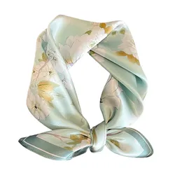 Khăn Choàng Lụa Kya Jewel Climbing Flower 53 x 53cm SC50 Màu Xanh Nhạt