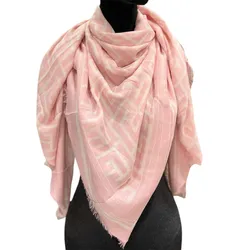 Khăn Choàng Nữ Balmain Fringe Monogram Modal Scarf In Blanc Rose Pale Màu Hồng