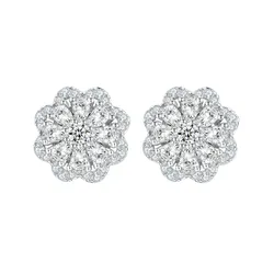 Khuyên Tai Nữ Kya Jewel Sparkling Flower SE124 Màu Bạc