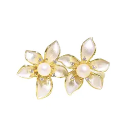 Khuyên Tai Nữ Kya Jewel Blooming Pearl PE35 Màu Vàng Trắng
