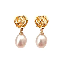Khuyên Tai Nữ Kya Jewel Golden Rose Pearl PE18 Màu Vàng