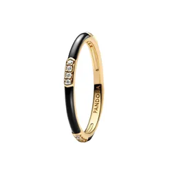 Nhẫn Nữ Pandora Me Black Enamel & Stones Ring 163686C01 Màu Vàng