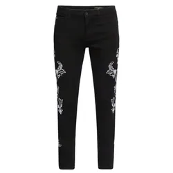 Quần Jean Nam Dolce & Gabbana D&G Baroque Print Straight Leg Skinny GYC4LD G8BY0 Màu Đen Size 46
