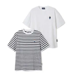 Set 2 Áo Phông WHOAU Collection Tshirt Màu Đen Kẻ - Trắng Size S