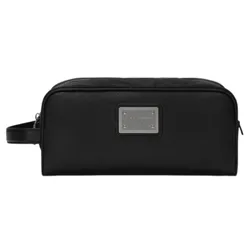 Túi Cầm Tay Nam Dolce & Gabbana D&G Grainy Calfskin And Nylon Toiletry Bag BT0989AD4478B956 Màu Đen