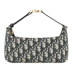 Túi Cầm Tay Nữ Dior Medium Diortravel Nomad Pouch Blue Oblique Jacquard S5554OTZQ_M928 Màu Xanh Be