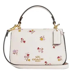 Túi Đeo Chéo Nữ Coach Lysa Top Handle Bag With Heart Print CX577 Gold/Chalk Multi Màu Trắng Họa Tiết  
