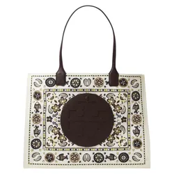 Túi Tote Nữ Tory Burch Ella Shoulder Bag 146968 Màu Trắng Nâu