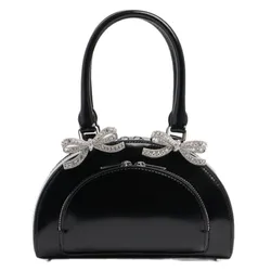 Túi Xách Tay Nữ Self-Portrait Mini Leather Curved Top Handle Bag 80I-ZGT001 Màu Đen