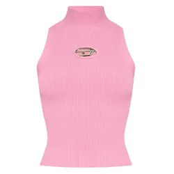 Áo Ba Lỗ Nữ Diesel M-Onervax-Top Ribbed-Knit Turtleneck Top A130200DLAX377 Màu Hồng Size XS