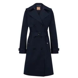 Áo Măng Tô Nữ Hugo Boss Double-Breasted Trench Coat With Buckled Belt Dark Blue Màu Xanh Đậm Size 36