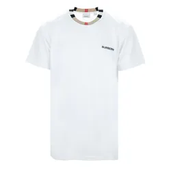 Áo Phông Nam Burberry Icon Stripe Trim In White 8078115 Tshirt Màu Trắng Size XS