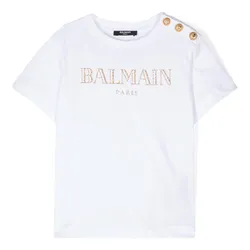 Áo Phông Nữ Balmain White Logo Tshirt BV8B71 Z0082 100OR Màu Trắng Size 12