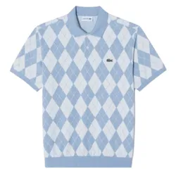 Áo Polo Nam Lacoste Argyle Short Sleeve Polo PH088E-54N HBP Màu Xanh Kẻ Size 4