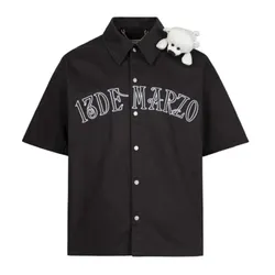 Áo Sơ Mi Unisex 13 De Marzo Shoulder Palda Bear Shirt Black Màu Đen Size S