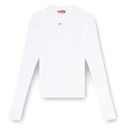 Áo Thun Dài Tay Nữ Diesel Ribbed Top With Mock Neck Tshirts In White A103990BLAN100 Màu Trắng Size M