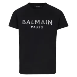 Áo Thun Nam Balmain Black T-Shirt With Logo BV8P11 Z0057 930AG Màu Đen Size 14