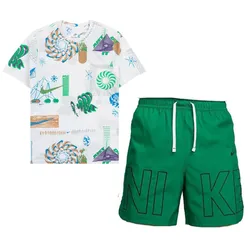 Bộ Quần Áo Cộc Tay Nam Nike Men's Sportswear Woven Flow Short Màu Trắng Xanh Size S (Form Âu)