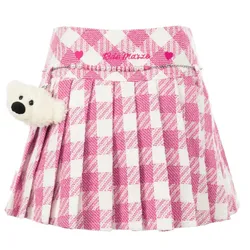 Chân Váy 13 De Marzo Hello Kitty Bear Plaid Skirt Màu Hồng Trắng Size S