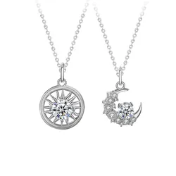 Dây Chuyền Đôi Lili Jewelry Bạc Đính Kim Cương Moissanite Hình Mặt Trăng Và Mặt Trời LILI_055054 Màu Bạc