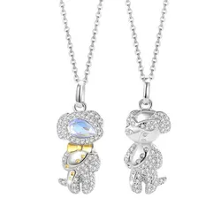 Dây Chuyền Đôi Lili Jewelry Đính Đá CZ Cún Phi Hành Gia Aspen LILI_131585 Màu Trắng
